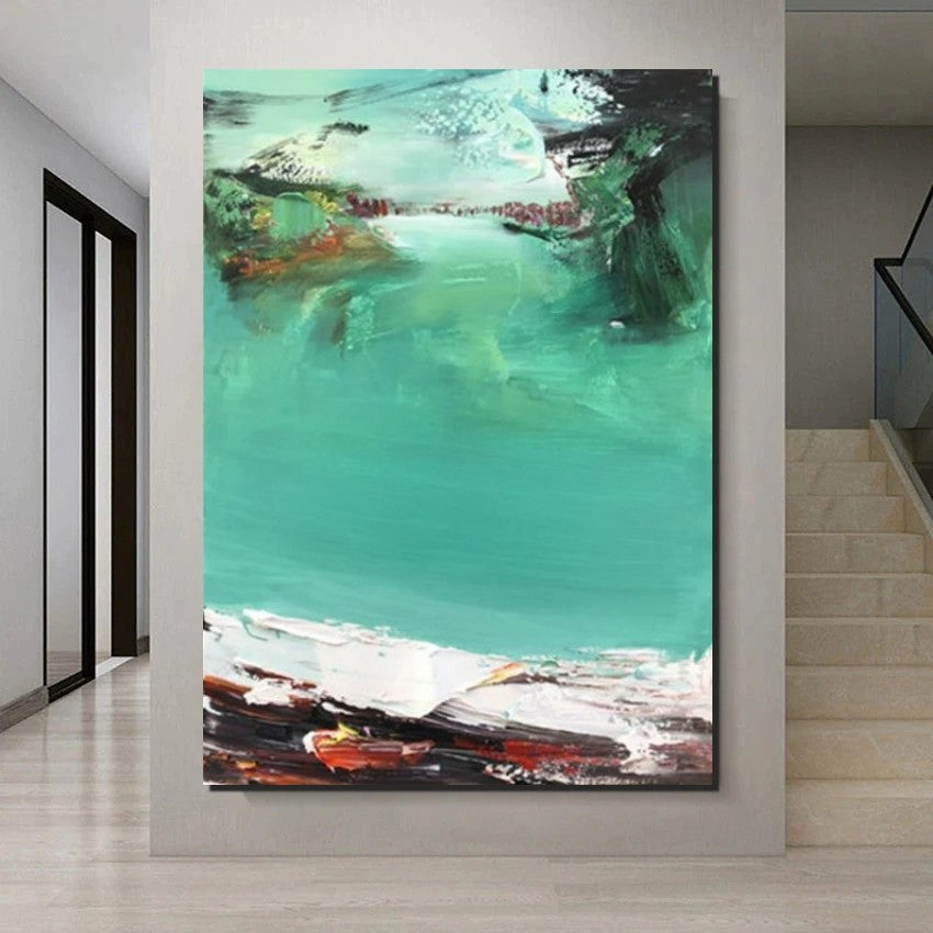 Hand Painted Canvas Art, Simple Painting Ideas for Bedroom, Palette Knife Paintings, Green Modern Paintings for Living Room