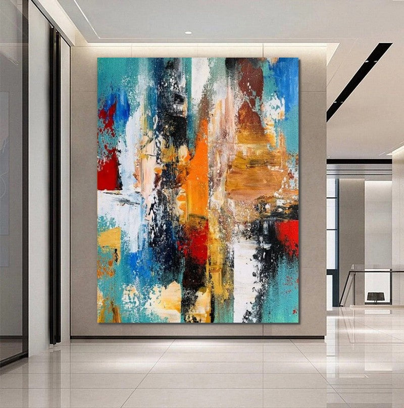 Colorful Abstract Acrylic Paintings for Living Room, Heavy Texture Canvas Art, Modern Contemporary Artwork, Buy Paintings Online