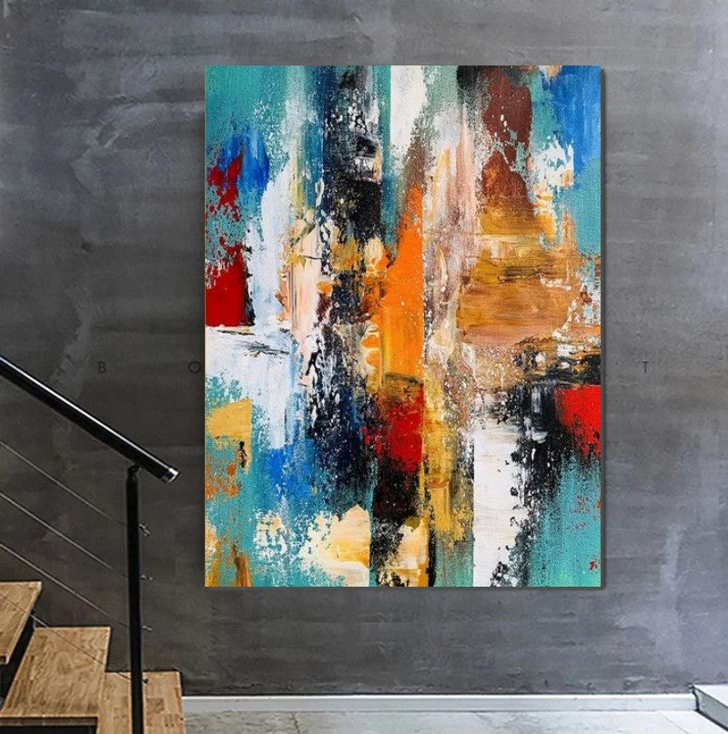 Colorful Abstract Acrylic Paintings for Living Room, Heavy Texture Canvas Art, Modern Contemporary Artwork, Buy Paintings Online