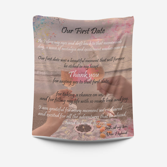 Our First Date Customized Blanket Design by Seerat.
