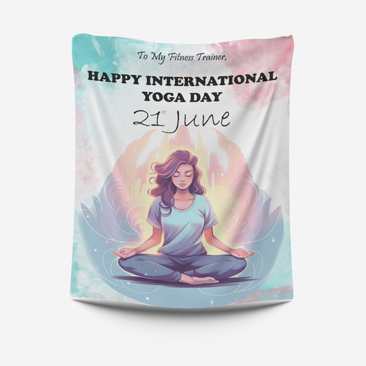 "Embrace Serenity: The International Yoga Day Blanket Design by Seerat.