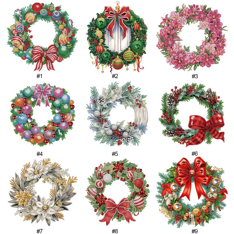 Christmas wreaths special shaped Diamond painting kits, 30 x 30cm, home decor, Christmas gift, wall art, holiday decor, diy kits