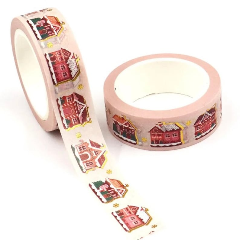 New Release: Gilded Gingerbread Houses With Peppermint Pink & Frosting, Gold Foil Washi Tape Samples And Rolls