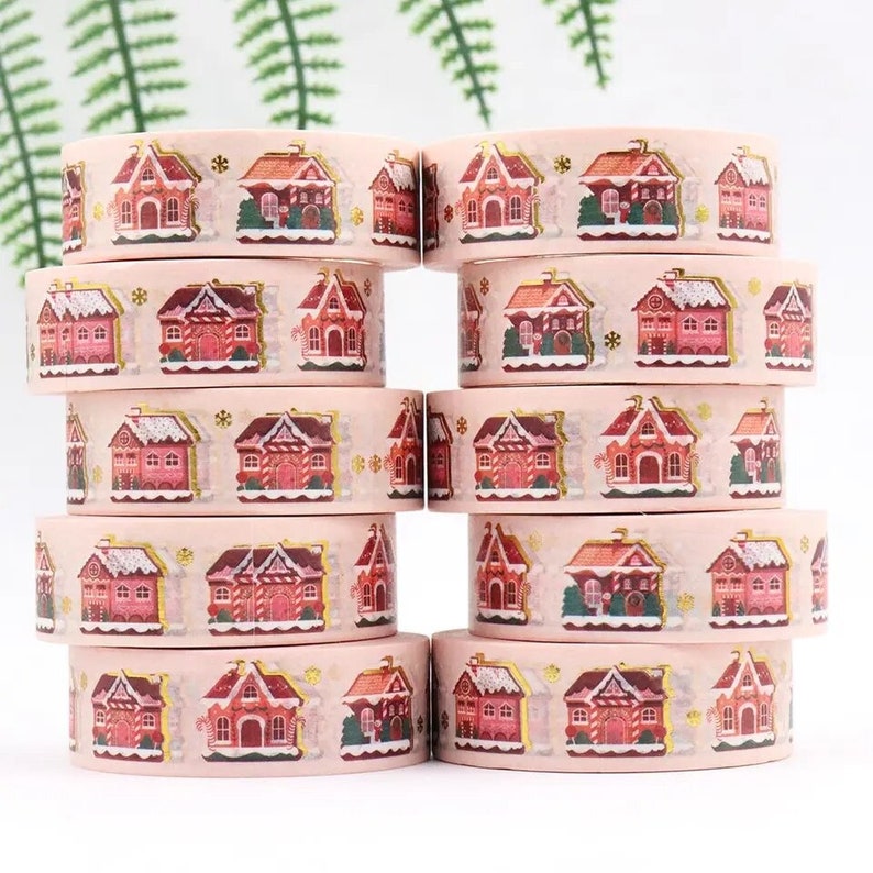 New Release: Gilded Gingerbread Houses With Peppermint Pink & Frosting, Gold Foil Washi Tape Samples And Rolls