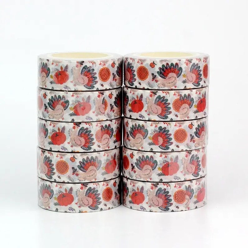 New Release: Fancy Roosters On The Farm With Pumpkins and Apples, Thanksgiving Washi Tape, Samples And Rolls
