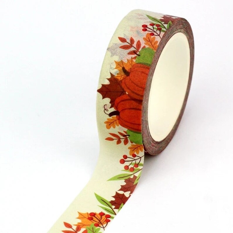 New Release: Pumpkins Growing Among Fall Leaves And Berries, Washi Tape Samples And Rolls