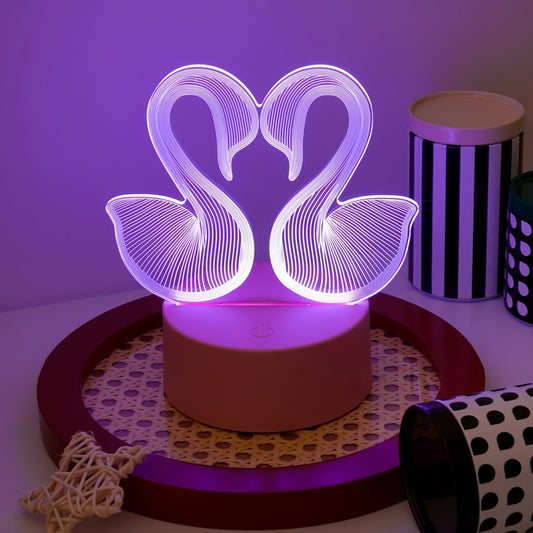 7 Color Changing Night Lamp, 3D Atmosphere Swan Light, Touch Sensor Desk Table Lamp