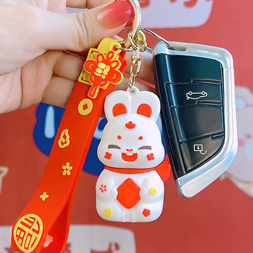 Lucky Rabbit Theme Soft TPU Silicone Rubber Animals Pendant Strap Keychain