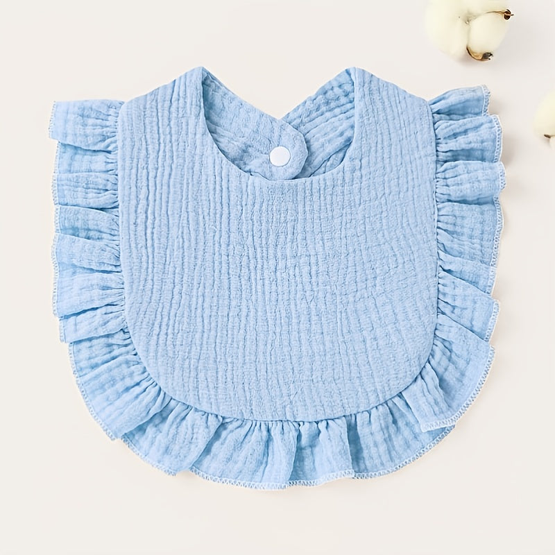 1-pack Baby Solid Color Ruffled Bib