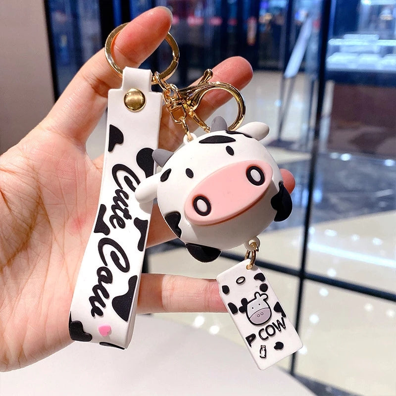 Cartoon Silicone Cows Car Keychain