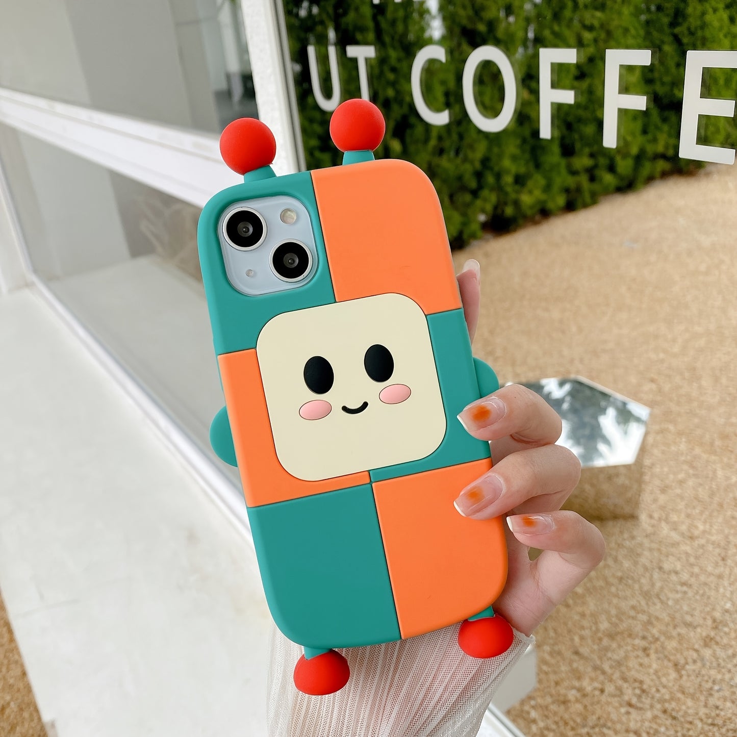 Green Orange Cartoon Cute Robot Mobile Phone Case