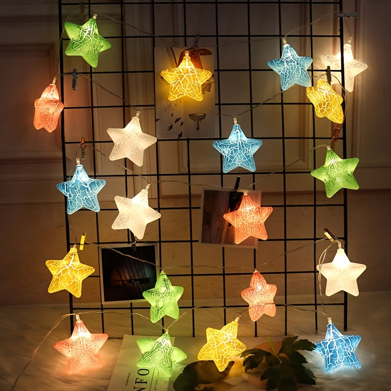 1pc Led Lantern, Crack Star String Lights, Decorative Lights, 4.9ft/1.5m, 10 Lights