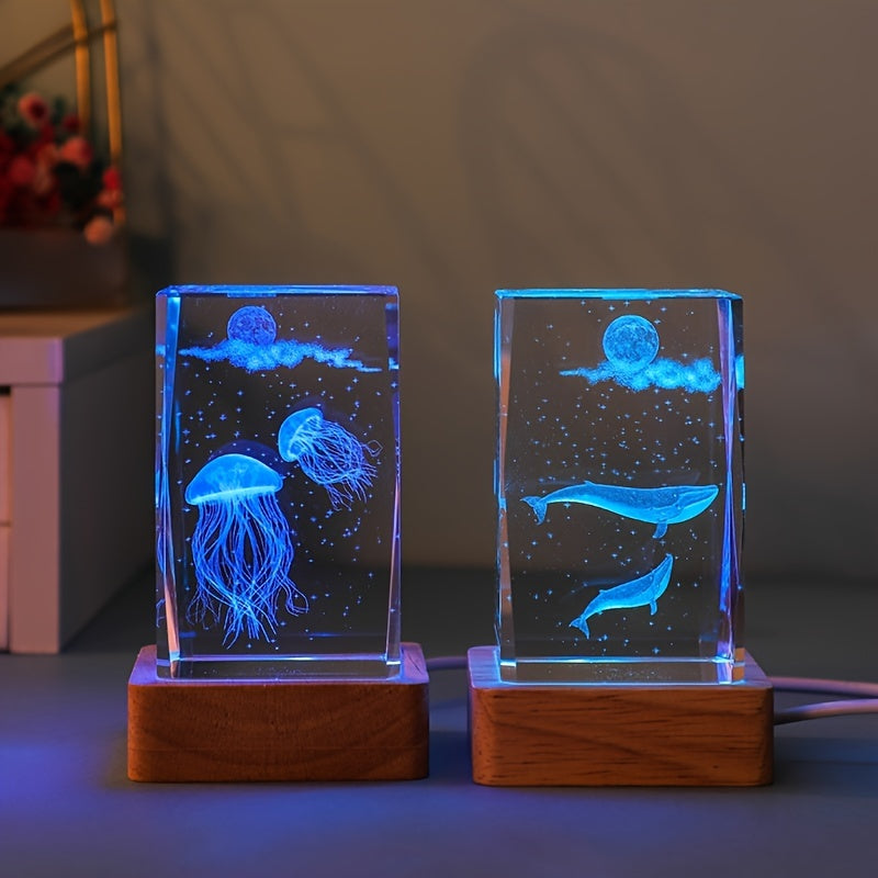 Night Light - Lovely Underwater Animal Jellyfish Crystal Column Glowing Night Light