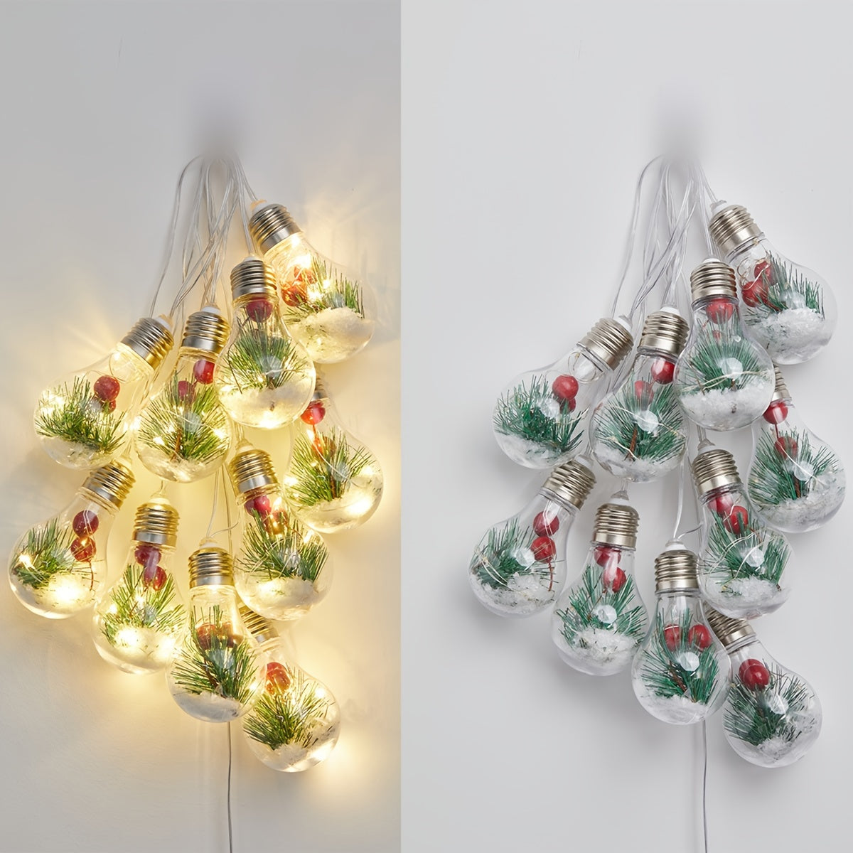 1pc 4M/157.48in 50LED Battery Powered Fairy Lights With 10 Bulbs Warm White IP55 Waterproof Copper Wire String Lamp For Christmas Wedding Party Home Bedroom Garden Shop