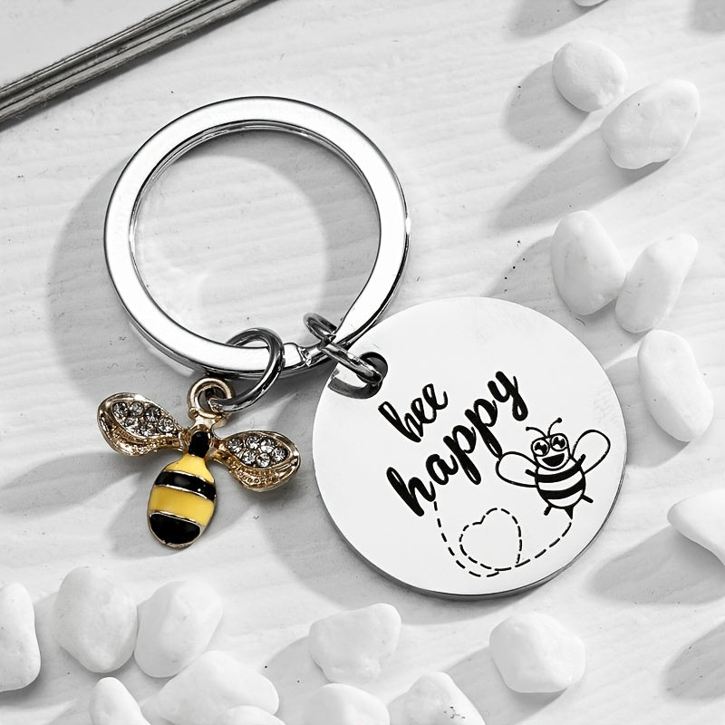 Bee Happy Keychain For Women Bee Lovers Gifts