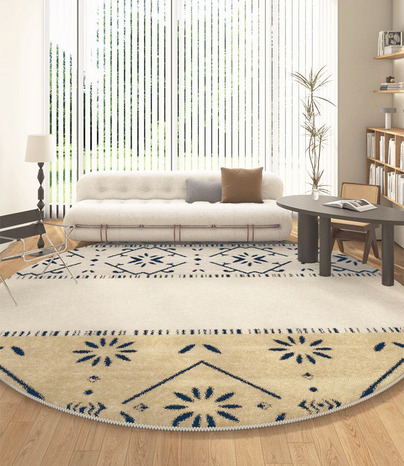 Abstract Contemporary Round Rugs, Modern Area Rugs under Coffee Table, Modern Rugs for Dining Room, Geometric Modern Rugs for Bedroom