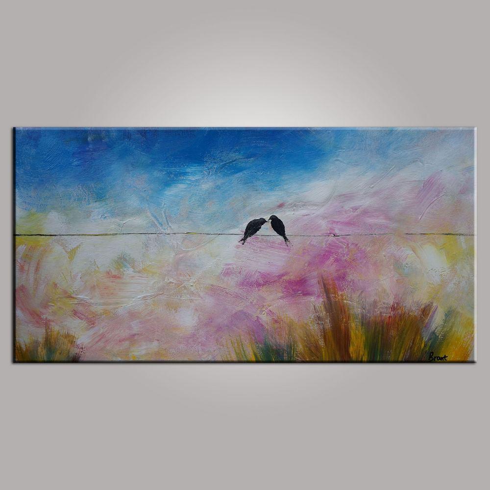 Abstract Art, Contemporary Wall Art, Modern Art, Love Birds Painting, Art for Sale, Abstract Art Painting, Bedroom Wall Art, Canvas Art