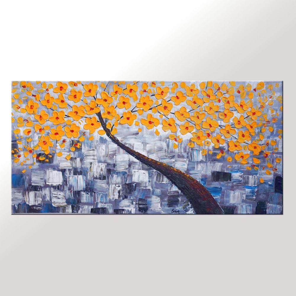 Flower Tree Painting, Abstract Art Painting, Art on Sale, Dining Room Wall Art, Art on Canvas, Modern Art, Contemporary Art