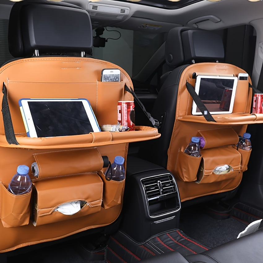 1pc Car Back Seat Organizers, Storage Pockets Kick Mats Car Back Seat Protectors Tissue Boxcup Holder Laptop Table Car Eating Tray For Parking Only
