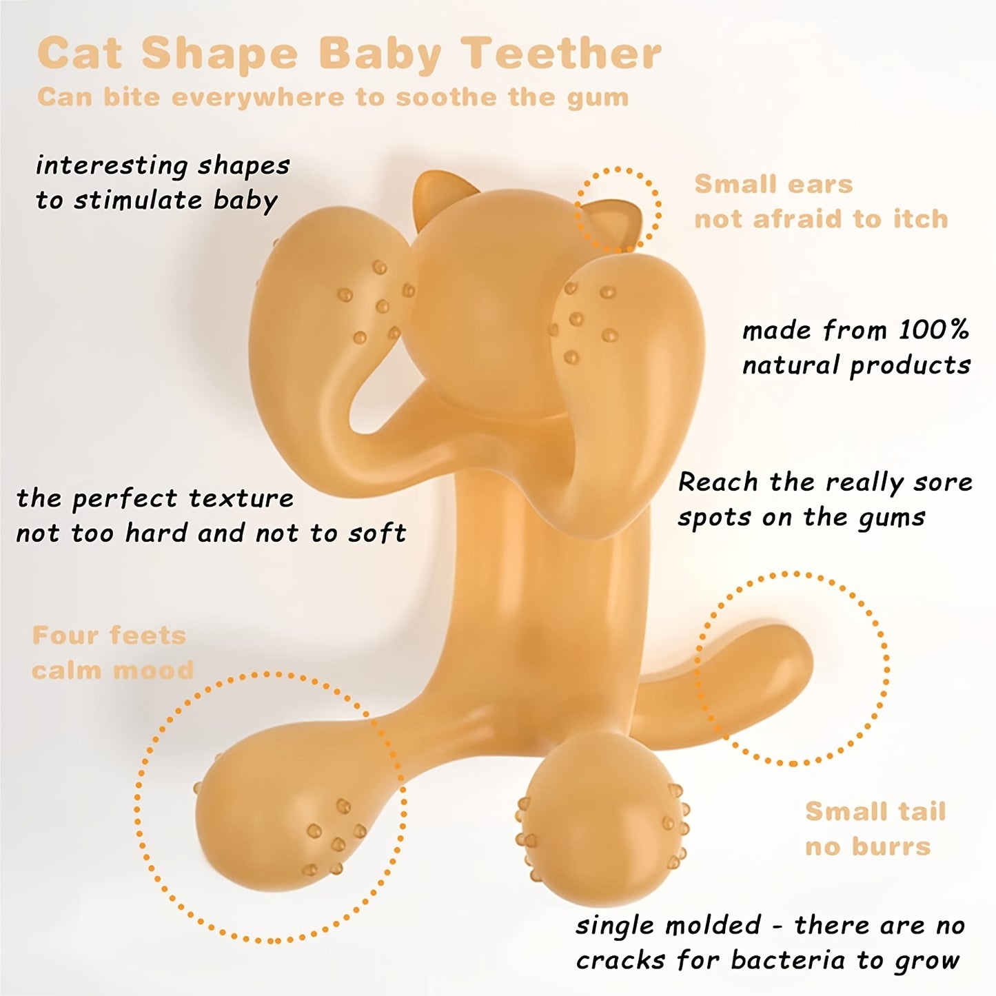 Baby Soft  Safe High Quality Silicone Teether, Baby Hot Selling Cat Shape Silicone Teether
