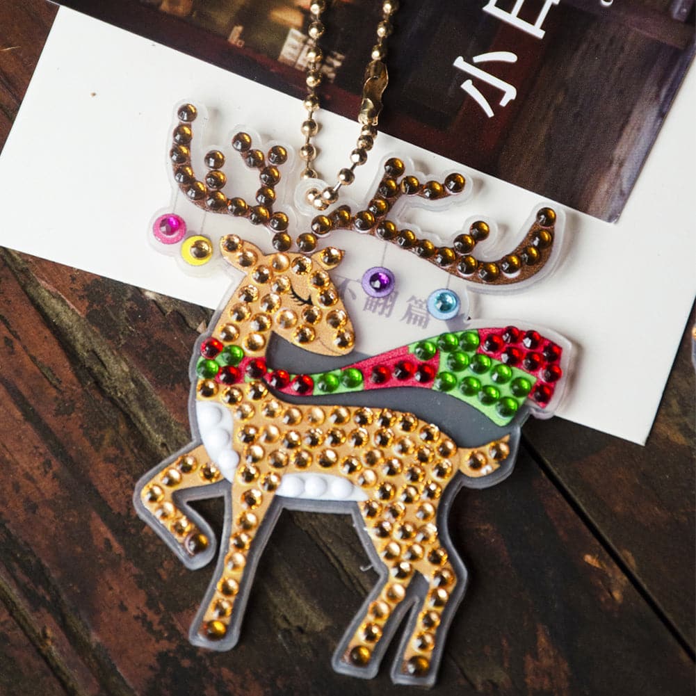 15pcs DIY Christmas Box Acrylic Diamond Painting Keychain Kits ktclubs.com
