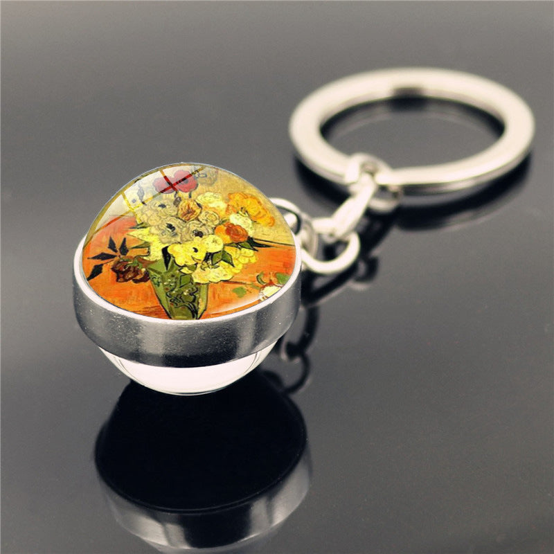 Sunflower Sphere Double Sided Keychain Gift For Friends