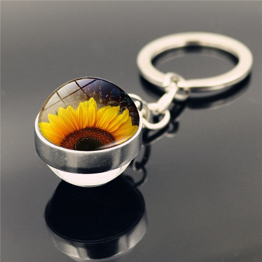 Sunflower Sphere Double Sided Keychain Gift For Friends