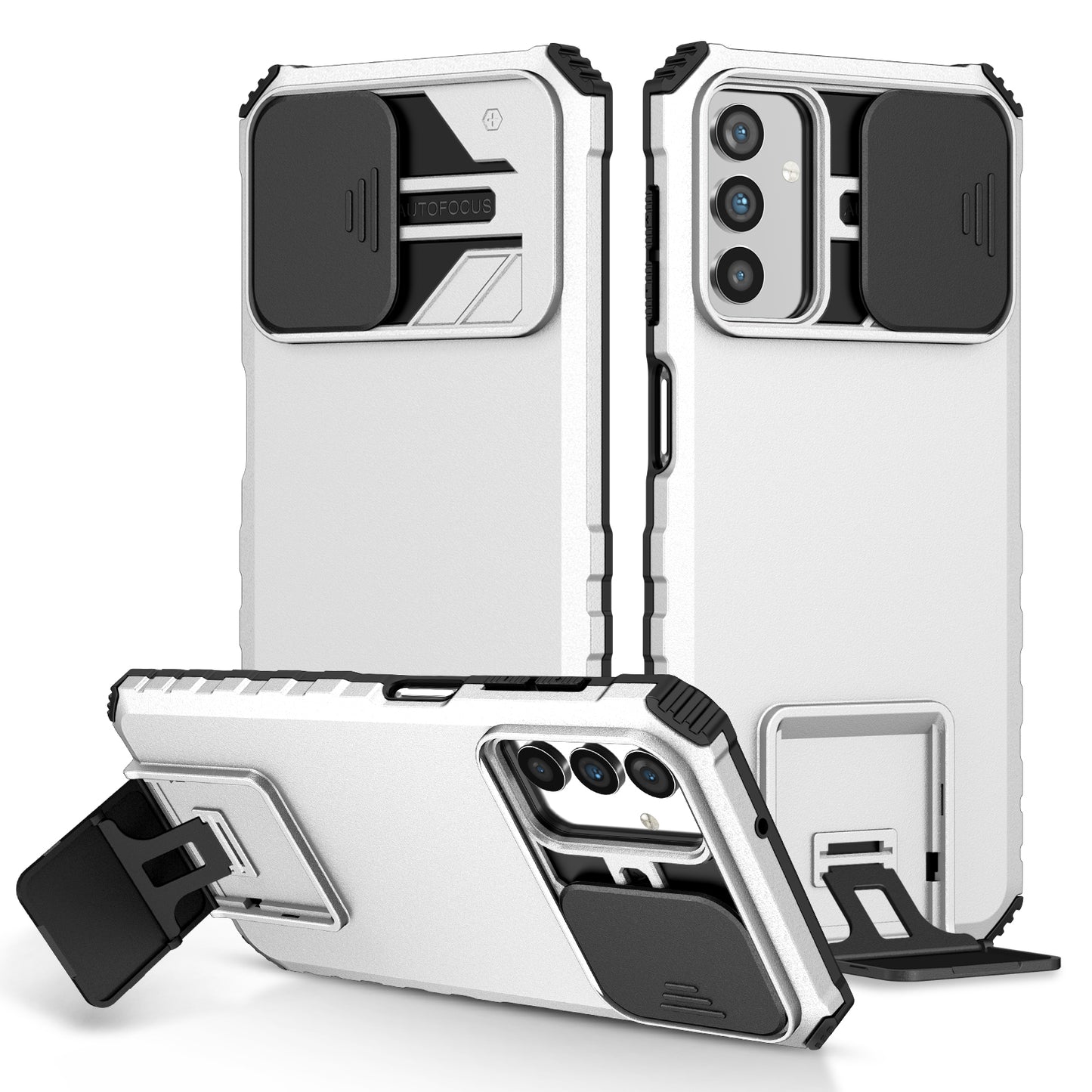Slide Lens Protection Cover With Folding Kickstand Case, Phone Case