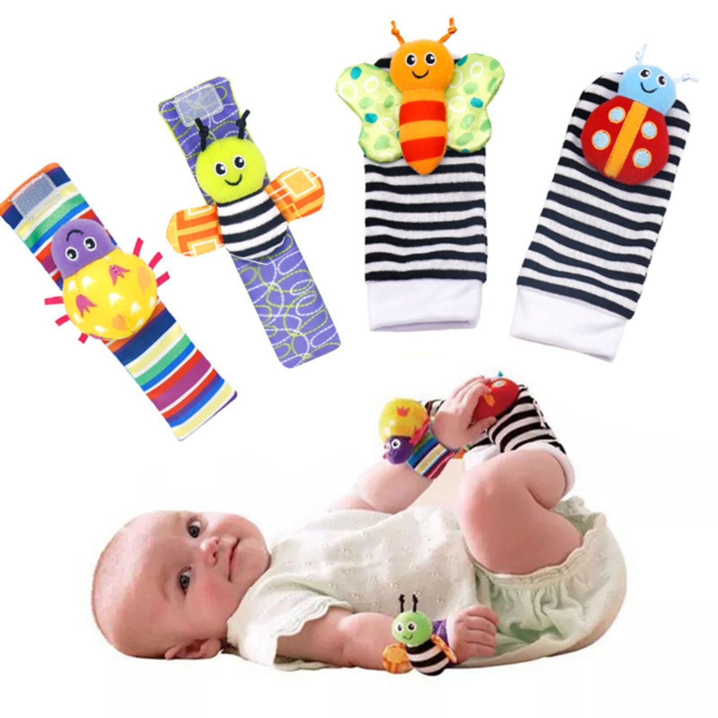 1 Pack Baby Watch Band With Socks, Ringing Bell Dolls Socks, 3-12months Girls And Boys Learning Toys