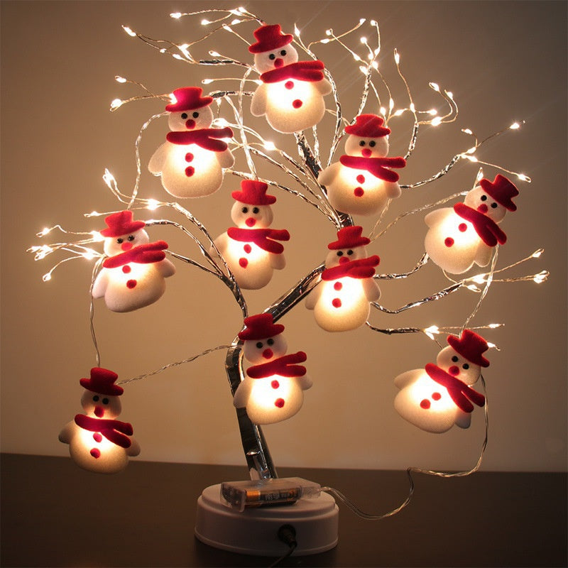 Plush Muppet Snowman Light String, LED Santa Claus Head Elk Holiday Decorative Lights Creative Small Lanterns, Christmas Decoration