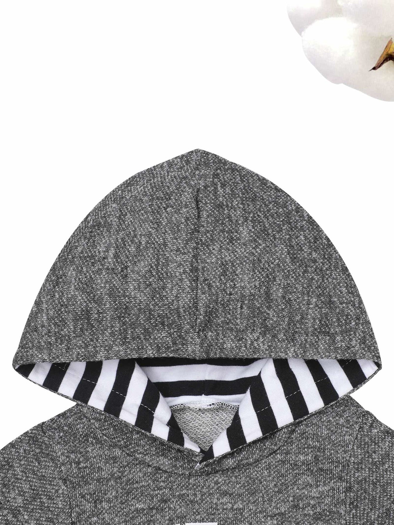 Baby Boys Casual Striped Letter Print Hooded Romper & Pants For Winter