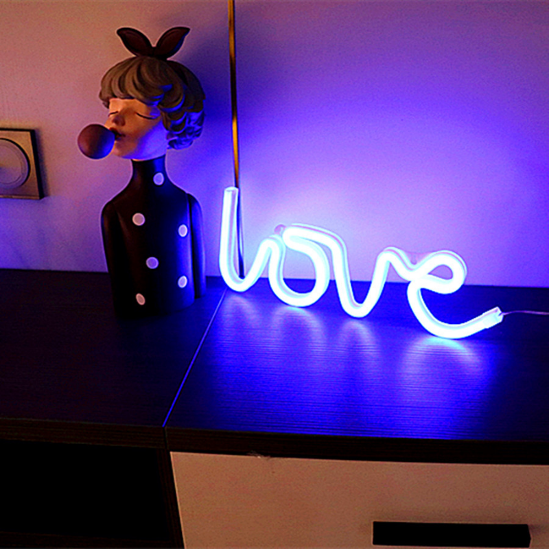 Love Neon Signs, Valentine's Day LED Festival Pink Love Neon Lights, Decor For Table, Desk, Indoors, Home Bedroom Decorations USB Charging & Battery