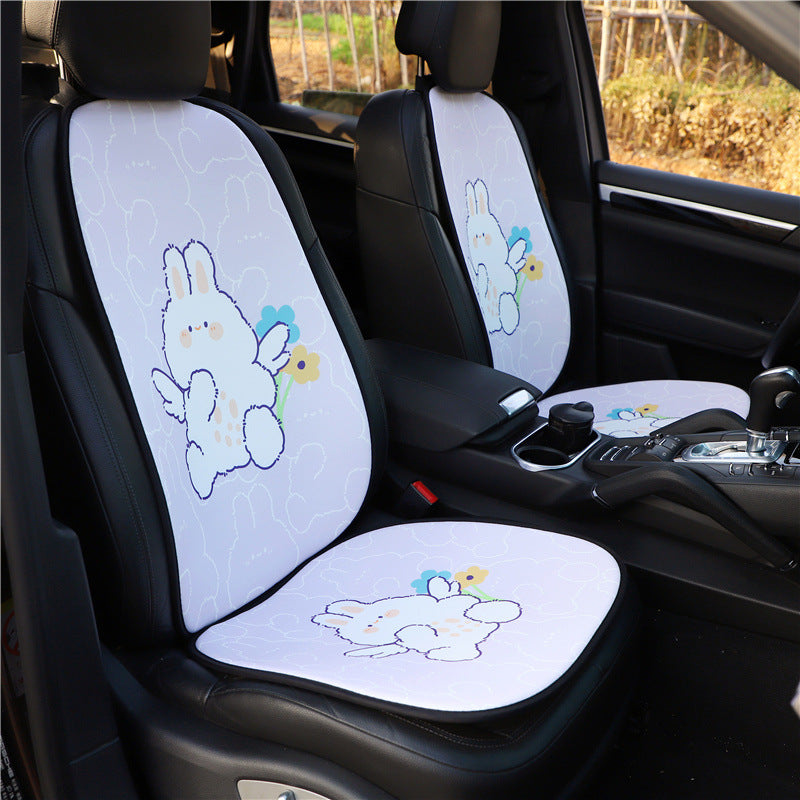 Car Seat Cushion Backrest, Purple Cartoon Rabbit Non-slip Breathable Cushion Car Seat Cover For Car Accessories