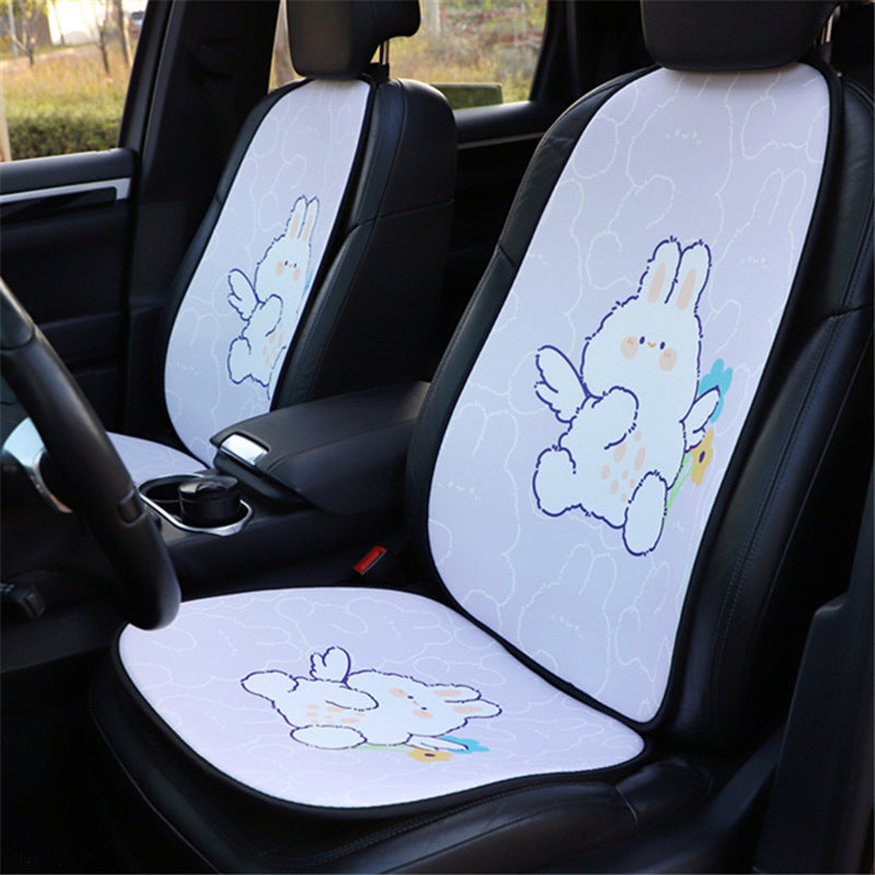 Car Seat Cushion Backrest, Purple Cartoon Rabbit Non-slip Breathable Cushion Car Seat Cover For Car Accessories