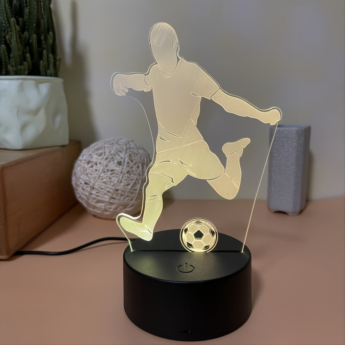 1 x 3D game football night light table optical illusion light, colour changing light LED table lamp