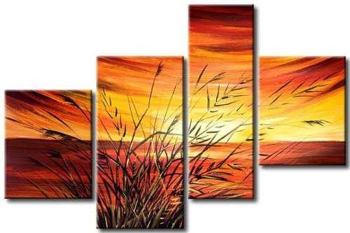 Sunset by the Lake, 4 Piece Canvas Art, Painting for Sale, Bedroom Canvas Painting