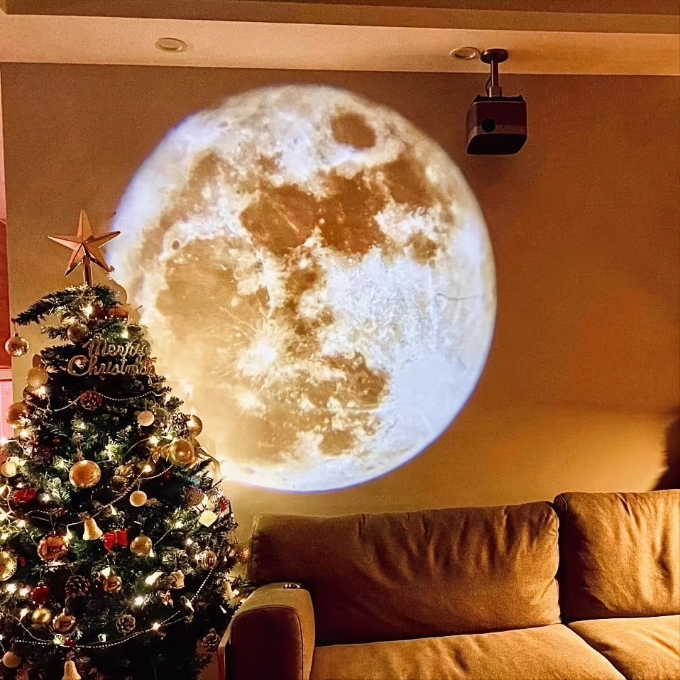 1pc Moon Earth Projector Night Light, USB Charging Lamp 360° Rotatable Moon Earth Atmosphere Projector For Bedside Nightstand Bedroom Living Room Desk