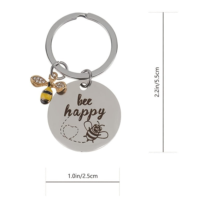 Bee Happy Keychain For Women Bee Lovers Gifts