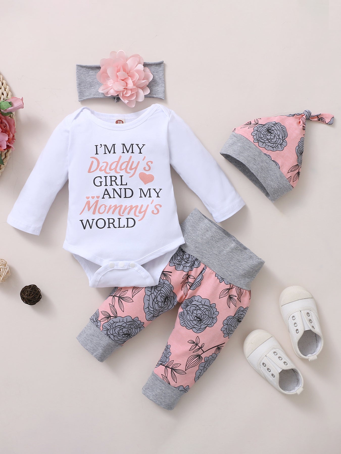Newborn Baby Girl Clothes Infant Baby Romper +Pants + Headband Outfits Set