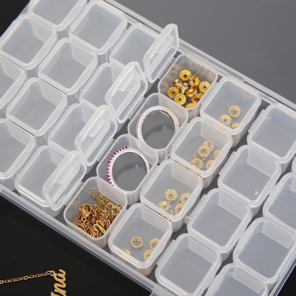 28 Lattices Transparent Container Diamond Painting Accessories Storage Box ktclubs.com