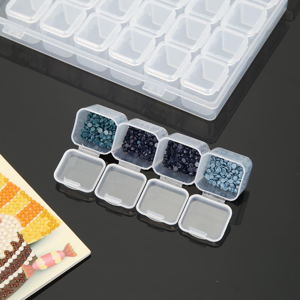 28 Lattices Transparent Container Diamond Painting Accessories Storage Box ktclubs.com