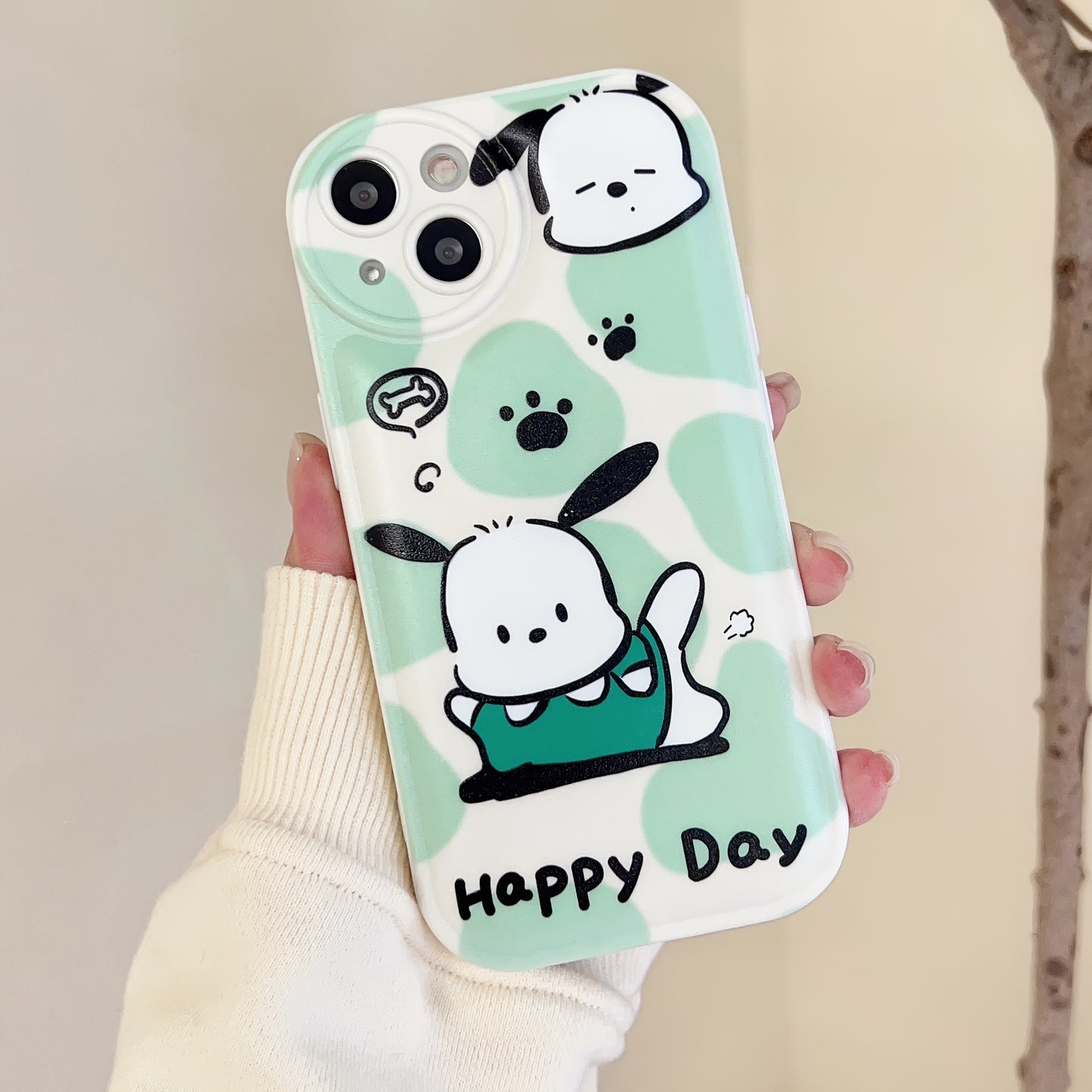 Happy Every Day Happy Puppy Pattern Mobile Phone Case