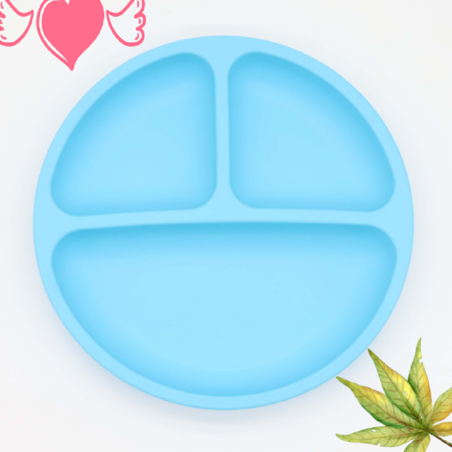 Silicone Children's Dinner Plate Baby Multi-suction Cup Partition Plate Baby Food Supplement Bowl Shatterproof Tableware