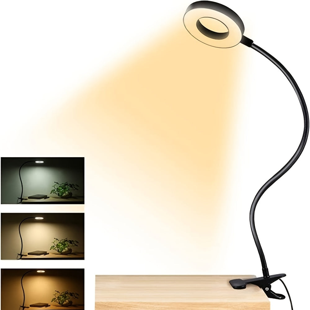 1pc LED Clip-on Desk Lamp, Clip-on Reading Desk Lamp, USB Desk Lamp, Eye Protection 10 Dimmable Desk Lamp, Flexible Gooseneck Clamp Lamp