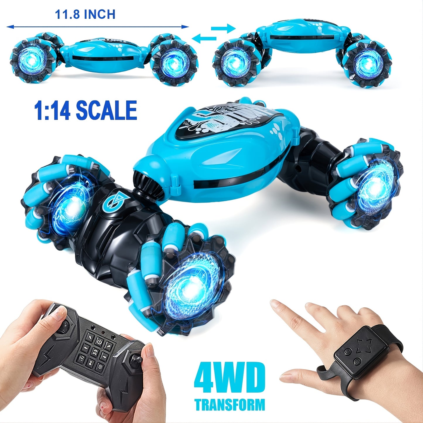 Gesture RC Car,4WD 2.4G Remote Control Car Foe Boys And Adults, Hand Controlled RC Car, All Terrains Monster Trucks For Boys Gusture RC Stunt Car 360° Flips Gift For Age 4-12 With Light Music