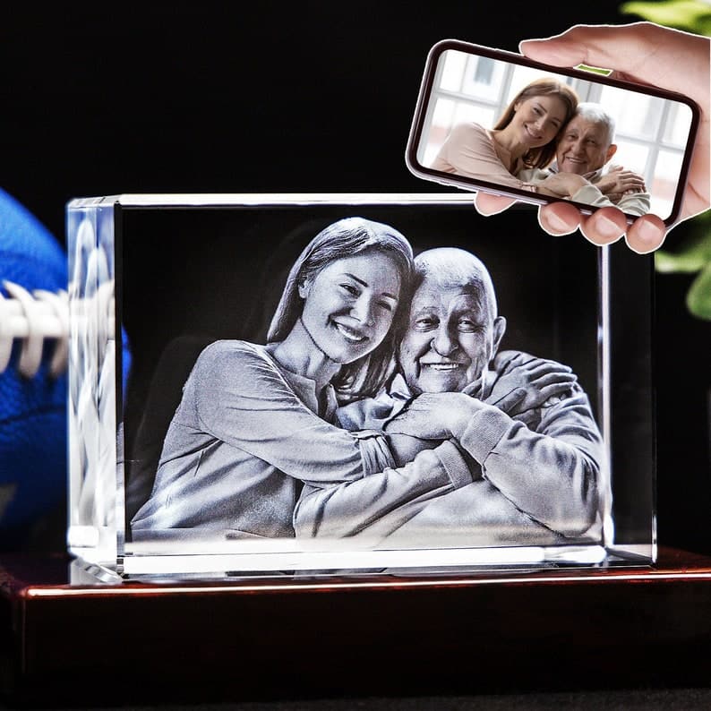3D Photo Crystal Rectangle, Memorial Bereavement Gift, Custom Engraved Picture, Laser Etched Print, Personalized Wall Art, Glass Home Decor ktclubs.com