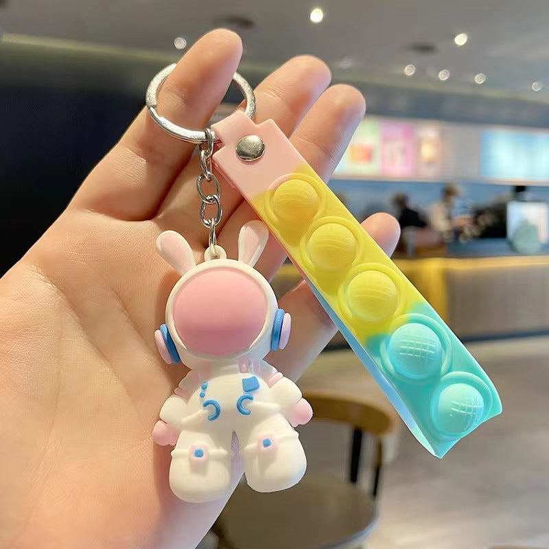 Multicolor 3D Soft Rubber Creative Space Rabbit Bunny Keychain