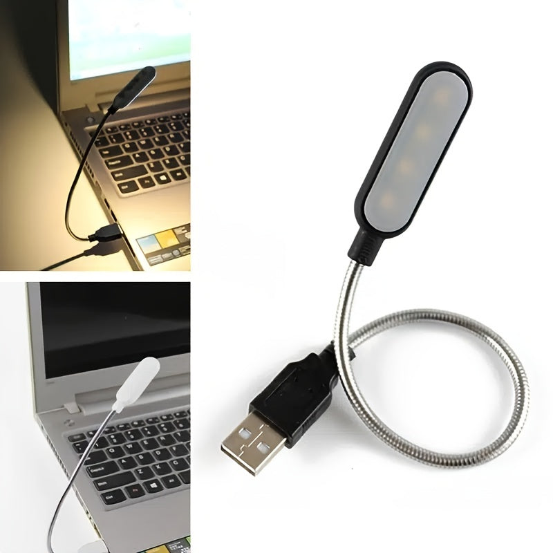 1pc/2pcs Portable Flexible USB LED Reading Light For Laptop, Keyboard, Power Bank, 6 LED Beads, Flexible Adjustable Full Angle Tube (Black And White)