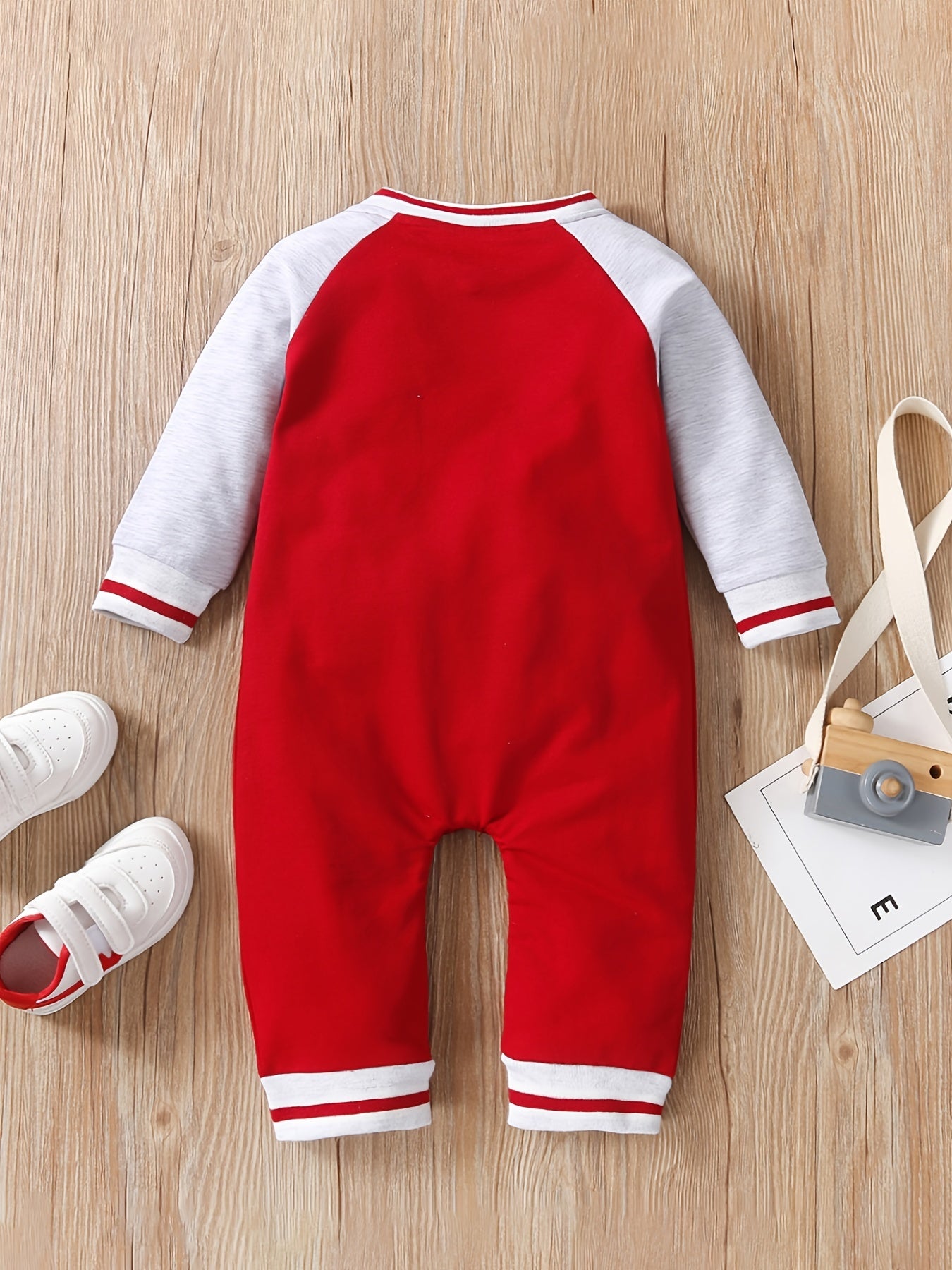 Baby Boys Cute Thermal Romper With "BABYBOSS" Print For Winter Party, Red