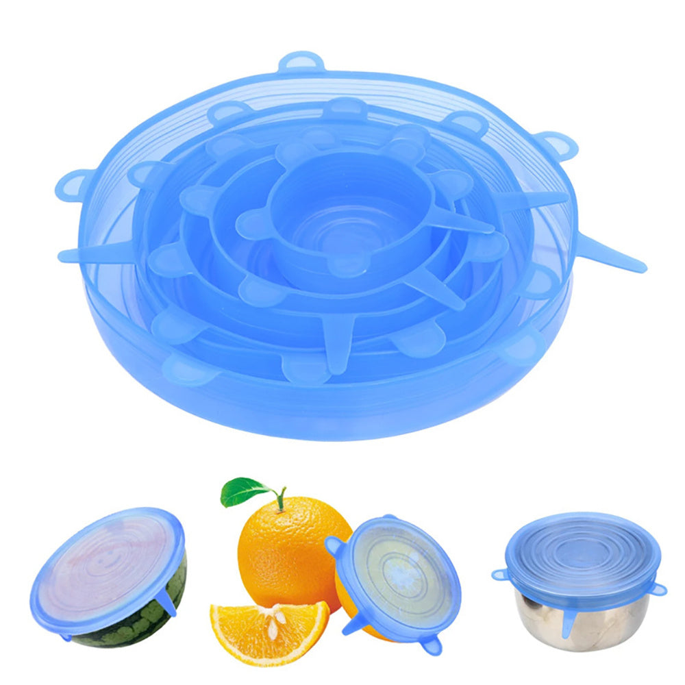 6/12pcs Silicone Stretch Lids, Food Bowl Covers, Reusable Food Saving Cover, Stretchable Multifunctional Fruit And Vegetable Fresh-keeping Cover